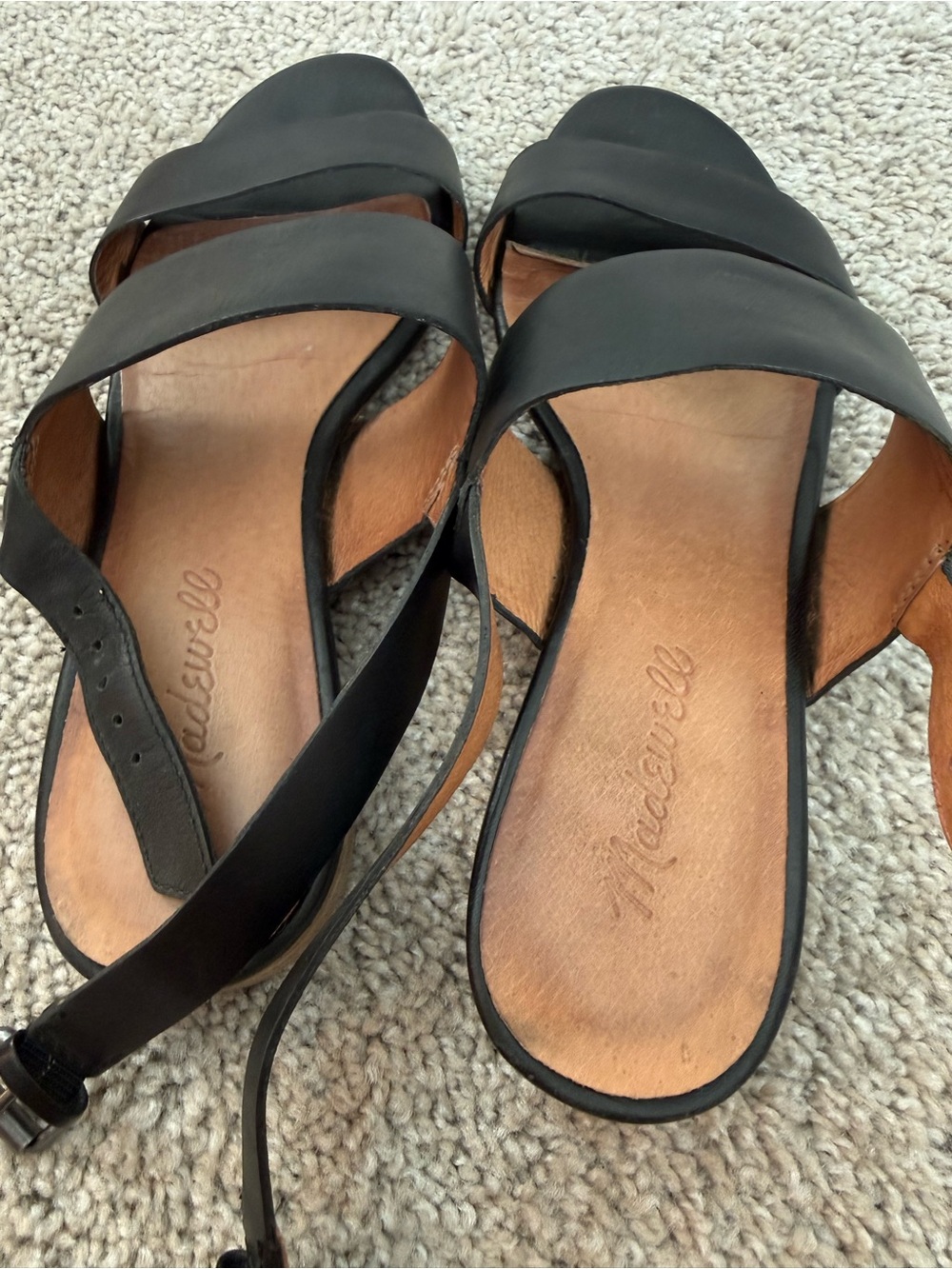 Madewell Black Leather Double-Band Slingback Sandals - Picture 5 of 6